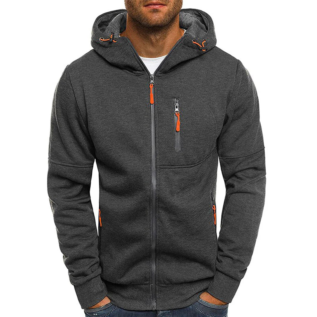 Felpa Pile Uomo con Cappuccio Zip a Contrasto