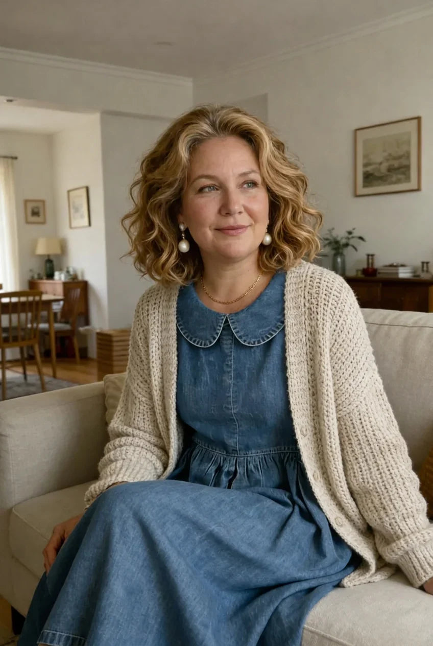 Abito di Jeans Donna con Colletto Tondo