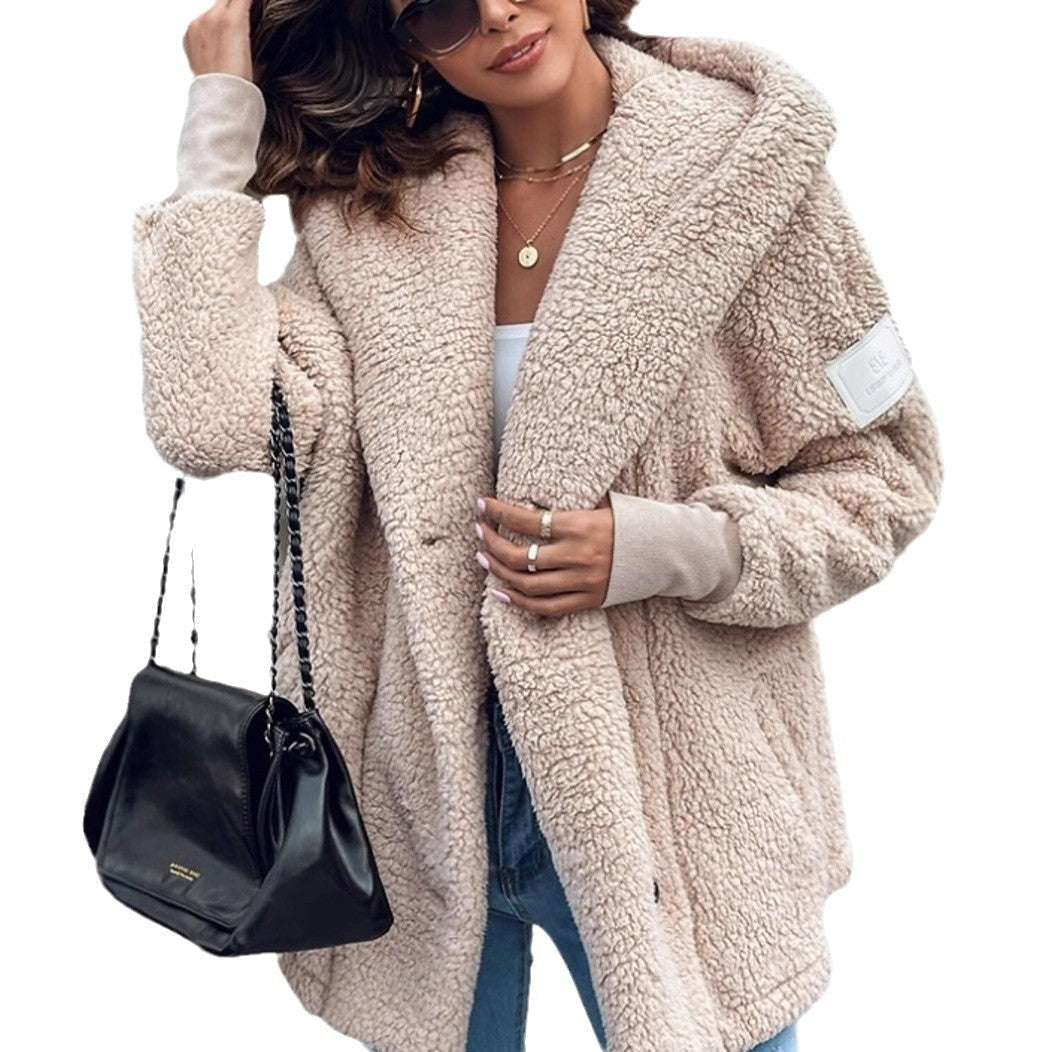 Cappotto Teddy Donna Oversize con Collo a Scialle
