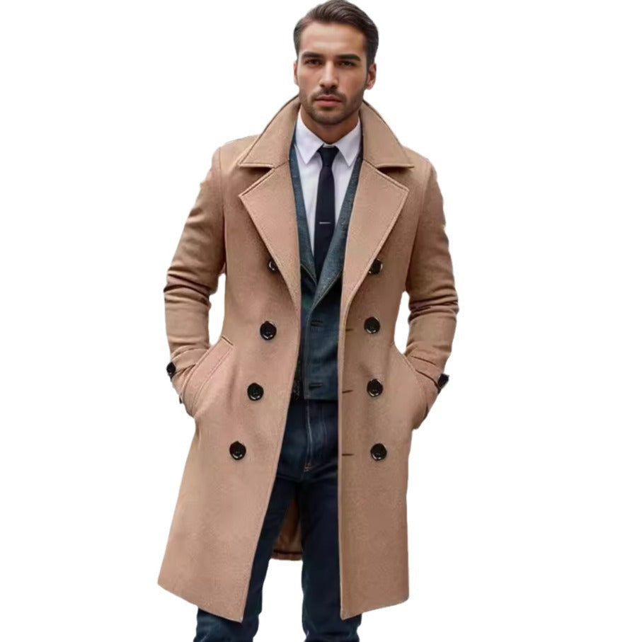 Trench Uomo Doppiopetto Lungo con Revers
