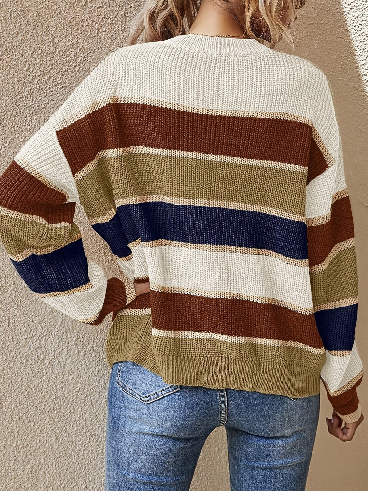 Maglione Donna Oversize a Righe Color Block