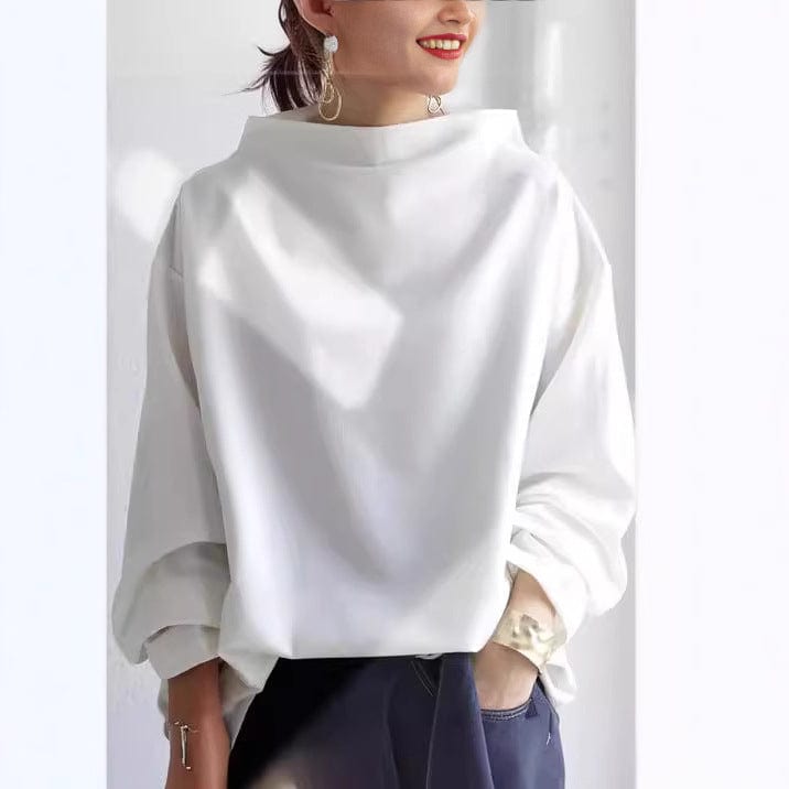 Maglione Oversize Donna Collo Alto Drappeggiato Maniche Ampie