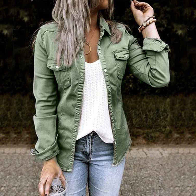 Giacca di Jeans Donna Taglio Morbido Orlo Sfrangiato