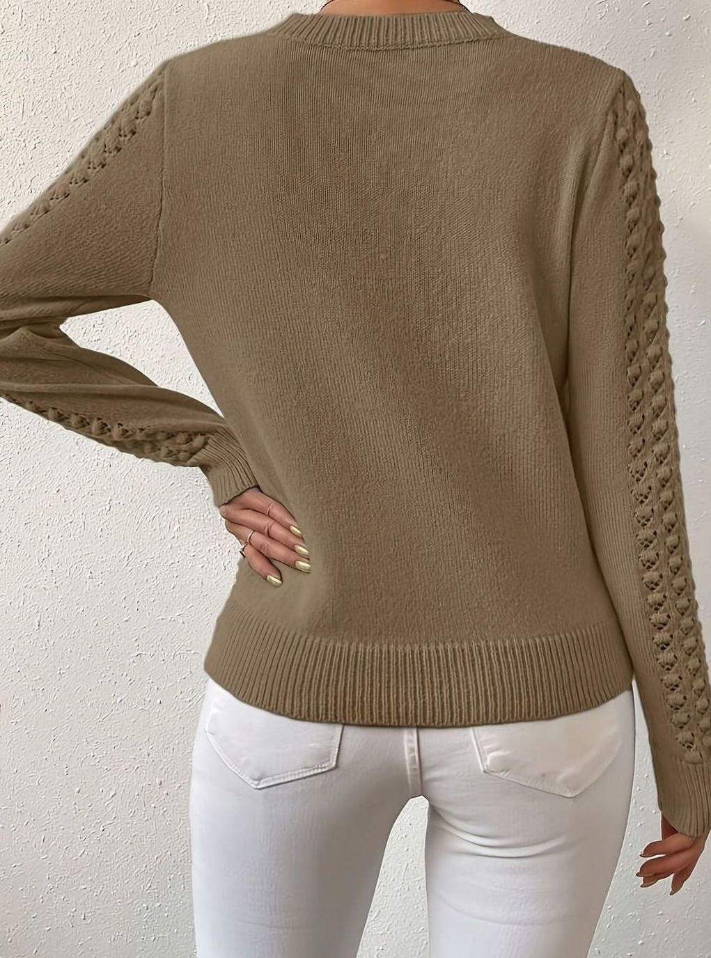 Maglione Donna Girocollo con Maniche Traforate