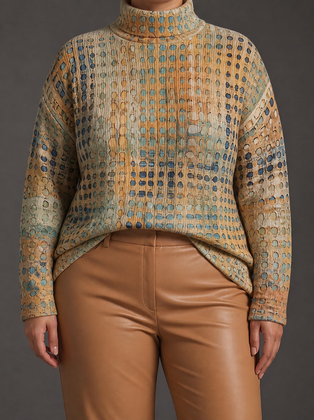 Maglione Dolcevita Donna Oversize Pois Piccoli