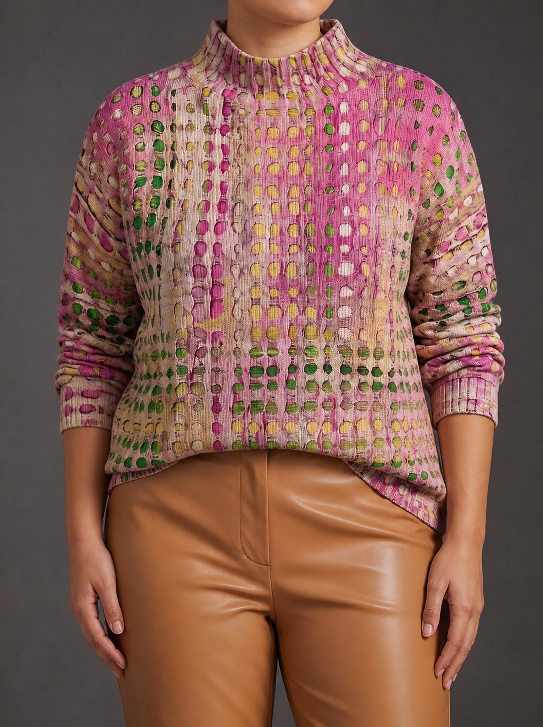 Maglione Dolcevita Donna Oversize a Pois