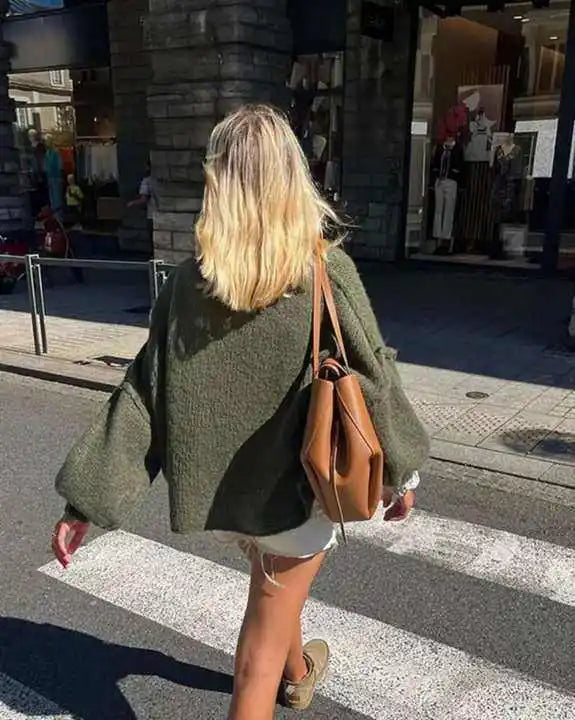 Maglione Oversize Donna Girocollo Maniche Lunghe