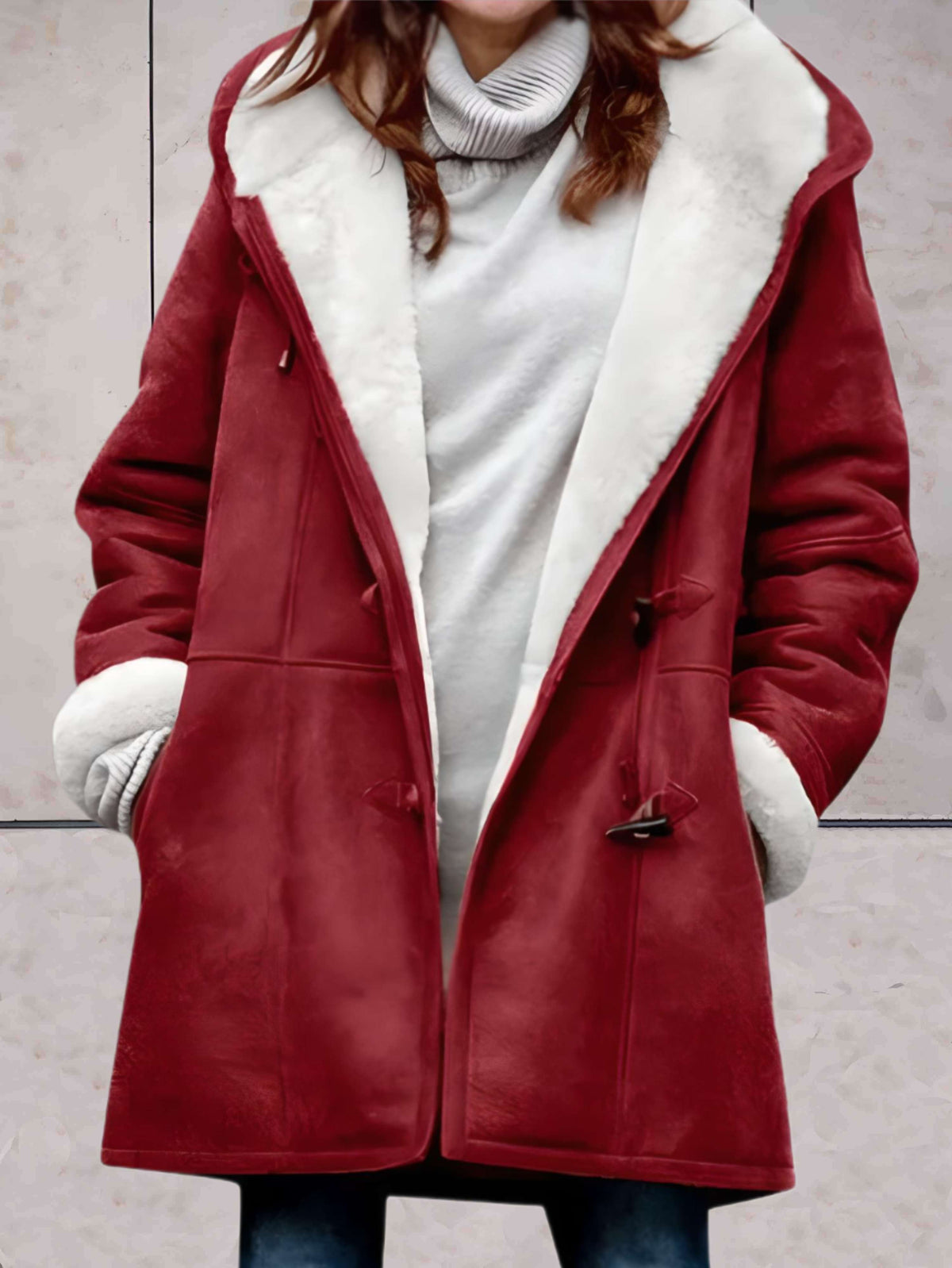 Cappotto Montgomery Donna Effetto Scamosciato con Cappuccio
