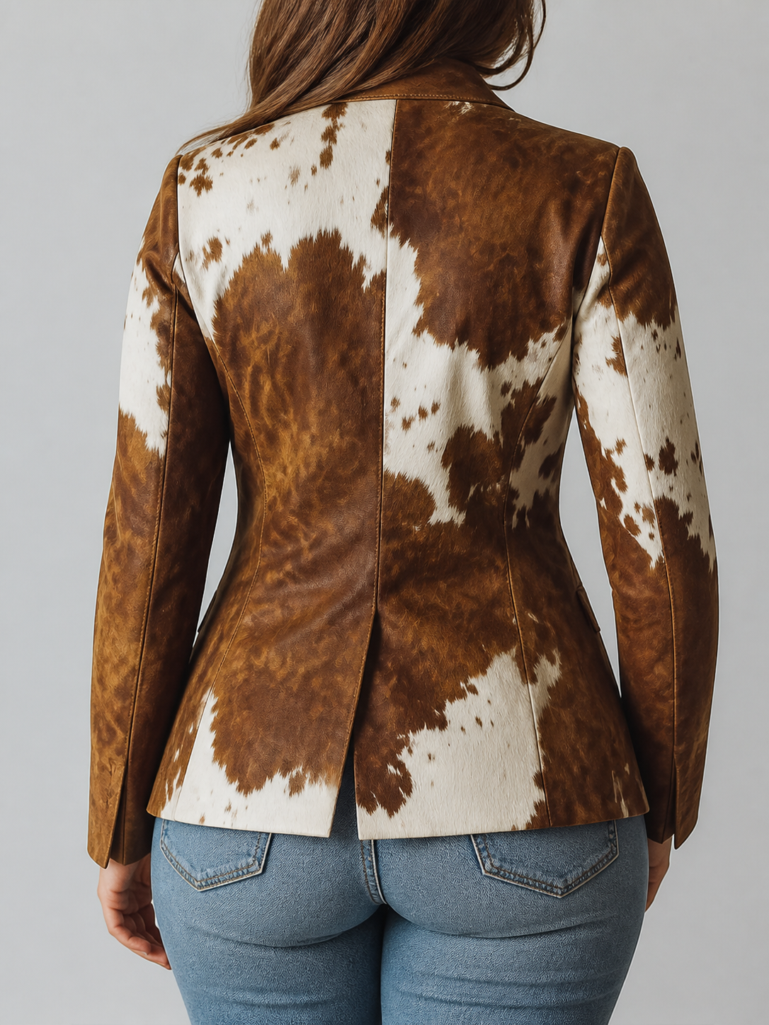 Blazer Donna Sartoriale Fantasia Mucca Monopetto