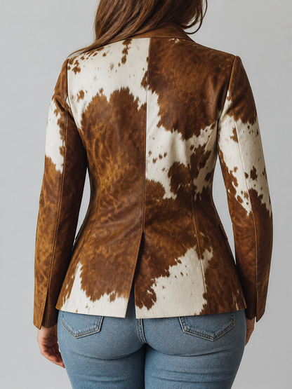Blazer Donna Sartoriale Fantasia Mucca Monopetto