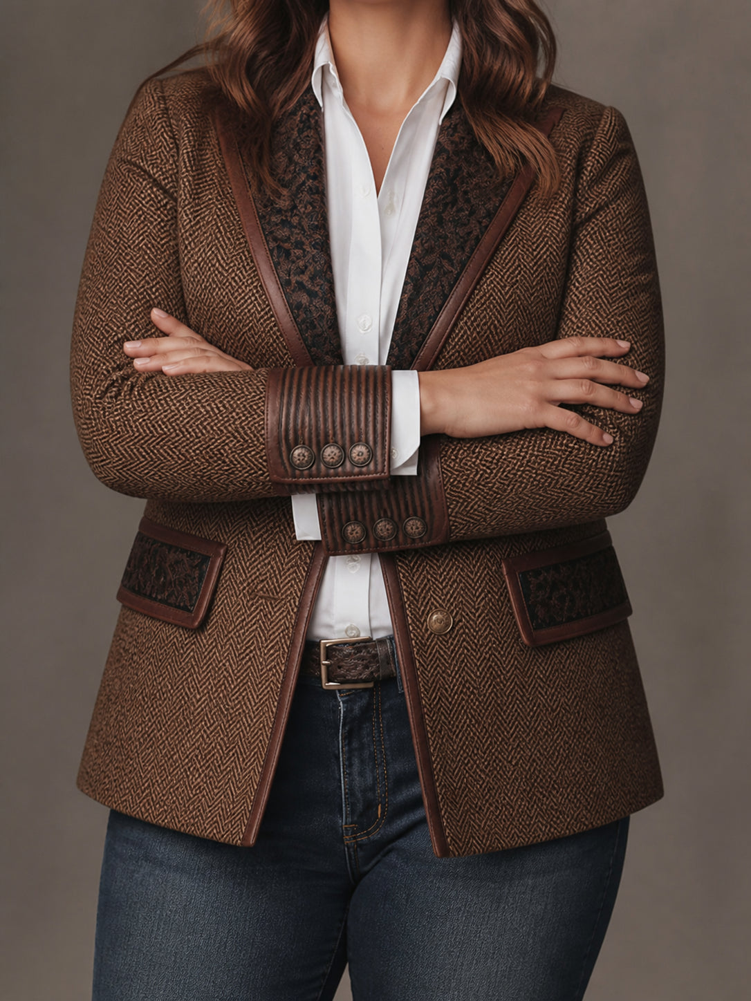 Blazer Donna Spigato con Pannelli Stampati