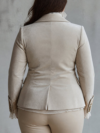 Blazer Donna Sartoriale Ricamo Oro Avorio