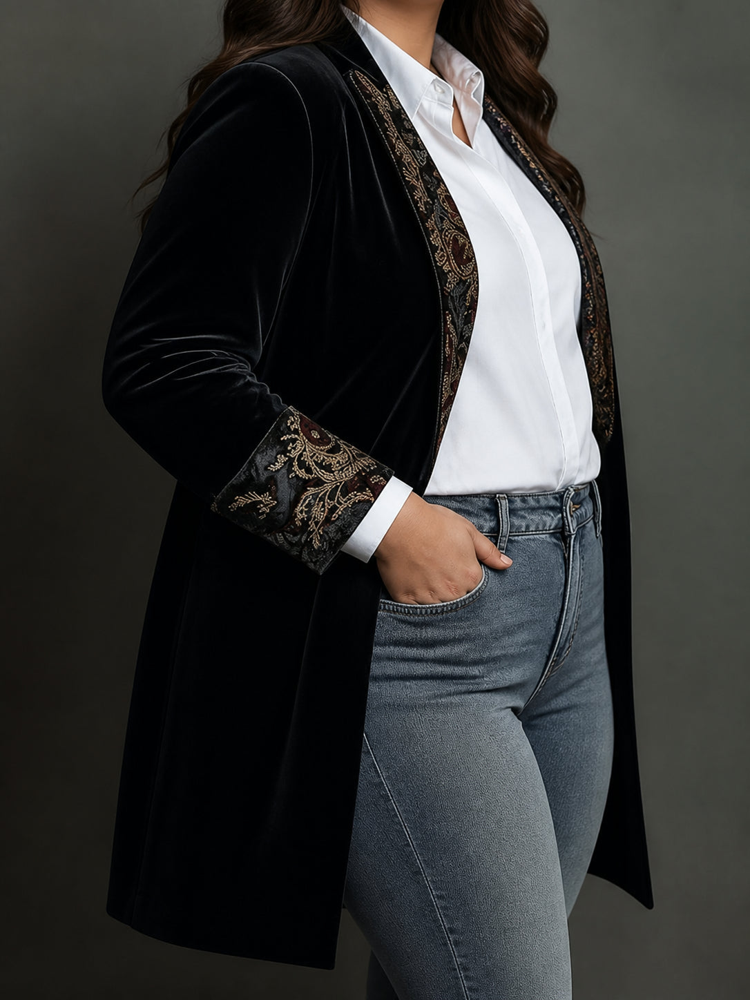 Blazer Donna Lungo Slim Fit Ricamato