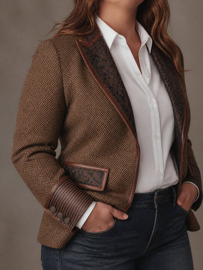Blazer Donna Spigato con Pannelli Stampati