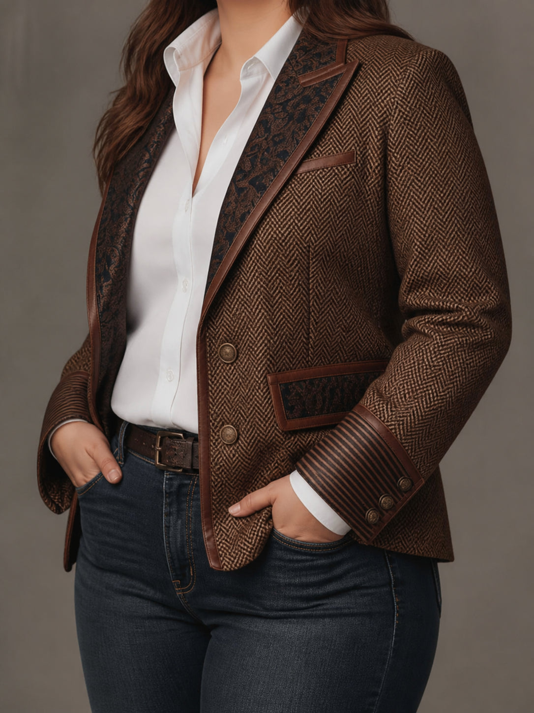 Blazer Donna Spigato con Pannelli Stampati