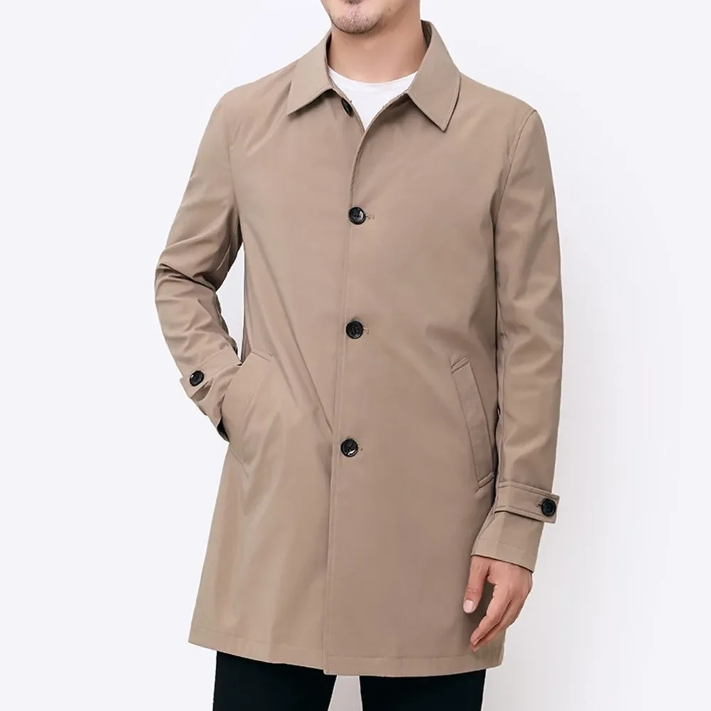Trench Uomo Monopetto con Collo a Revers