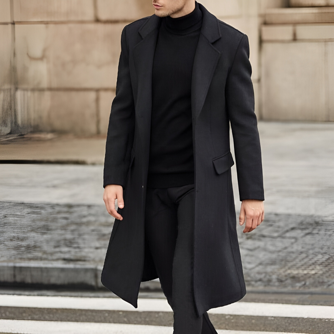 Cappotto Lungo Uomo Monopetto con Revers Classico