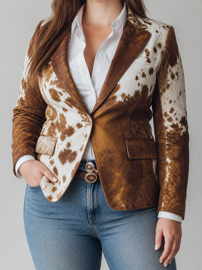 Blazer Donna Sartoriale Fantasia Mucca Monopetto