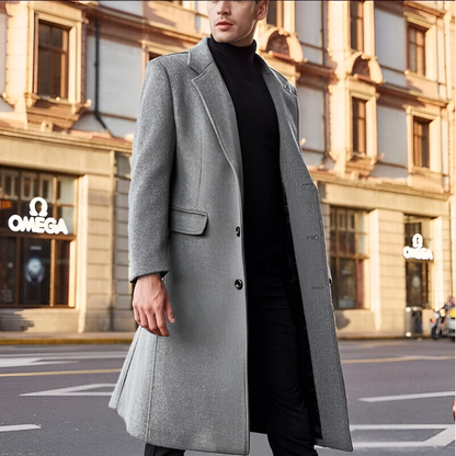 Cappotto Lungo Uomo Monopetto con Revers Classico