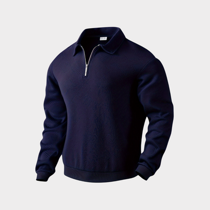 Maglione Uomo Mezza Zip con Colletto Polo