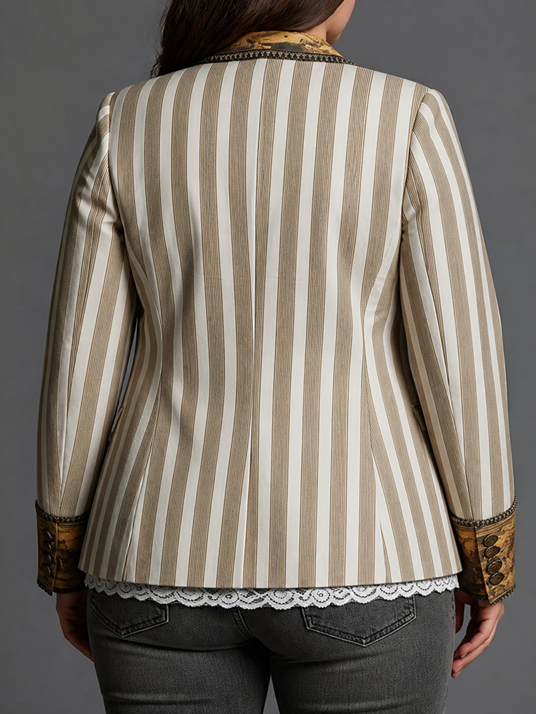 Blazer Donna Morbido a Righe Revers Stampati