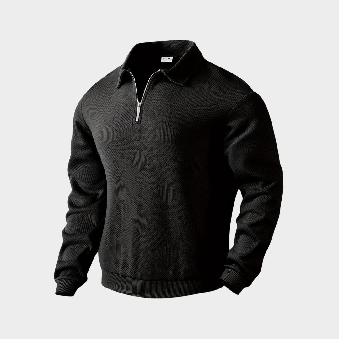 Maglione Uomo Mezza Zip con Colletto Polo