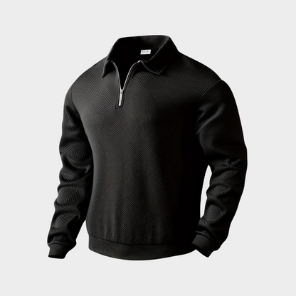 Maglione Uomo Mezza Zip con Colletto Polo
