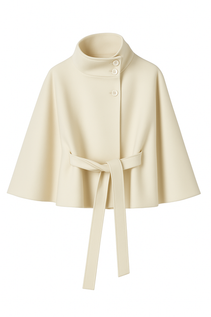 Cappotto Mantella Donna con Cintura Collo Alto