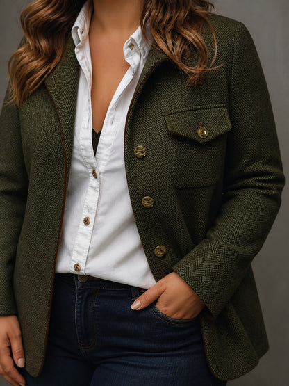 Blazer Donna Spigato Tweed con Bordo Contrasto