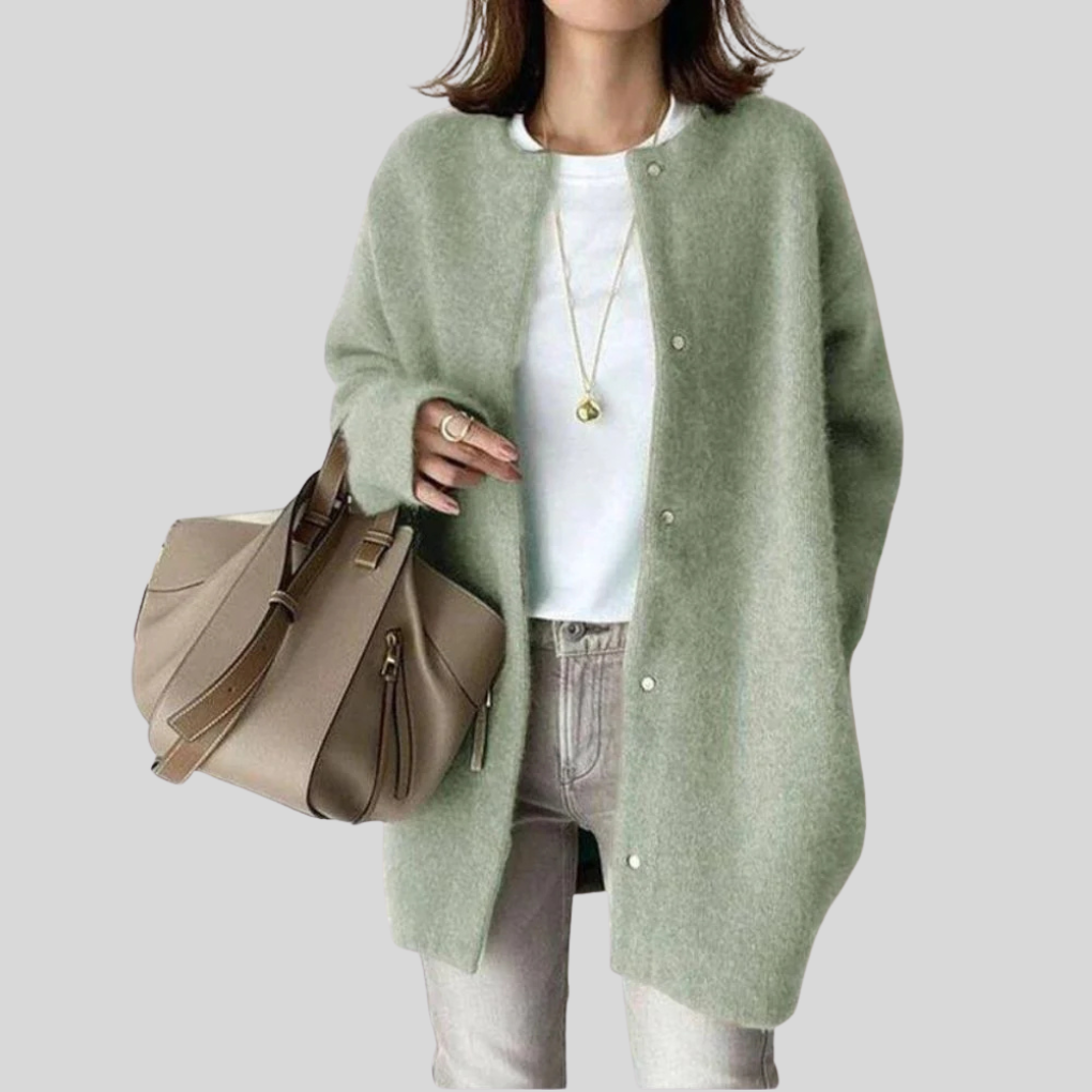 Cardigan Donna Oversize con Bottoni e Tasche