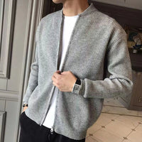 Cardigan Uomo con Zip a Coste Vestibilità Comoda