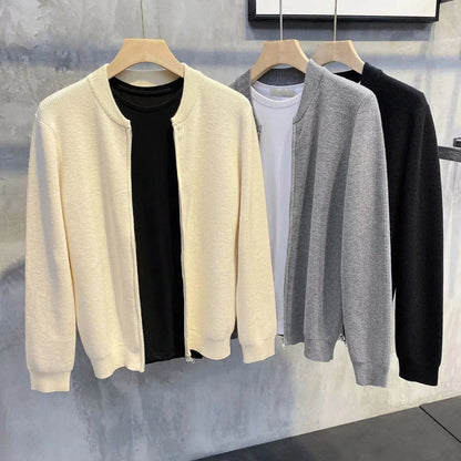 Cardigan Uomo con Zip a Coste Vestibilità Comoda