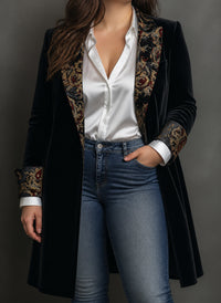Blazer Donna Lungo Slim Fit Ricamato