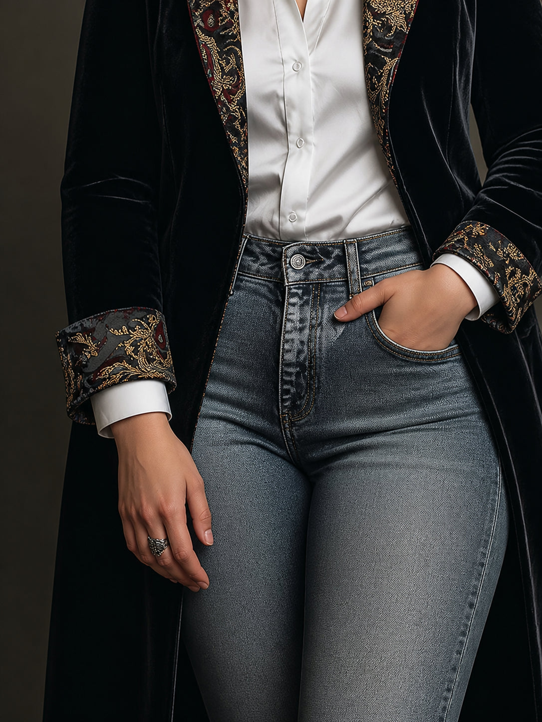 Blazer Donna Lungo Slim Fit Ricamato