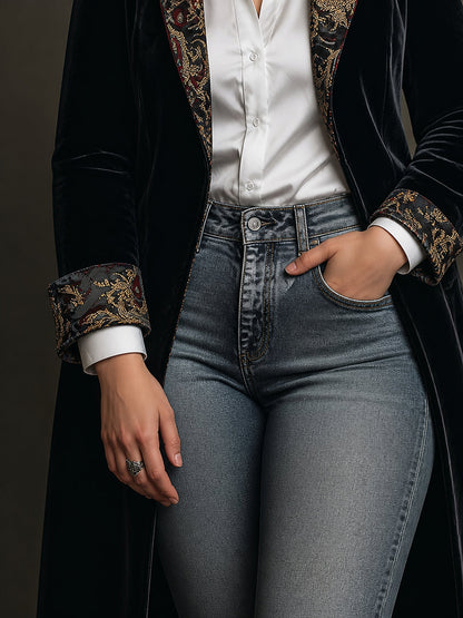 Blazer Donna Lungo Slim Fit Ricamato