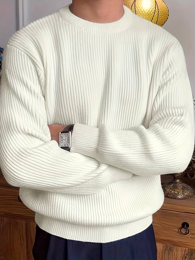 Maglione Girocollo Uomo a Coste Maniche Lunghe