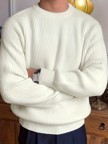 Maglione Girocollo Uomo a Coste Maniche Lunghe