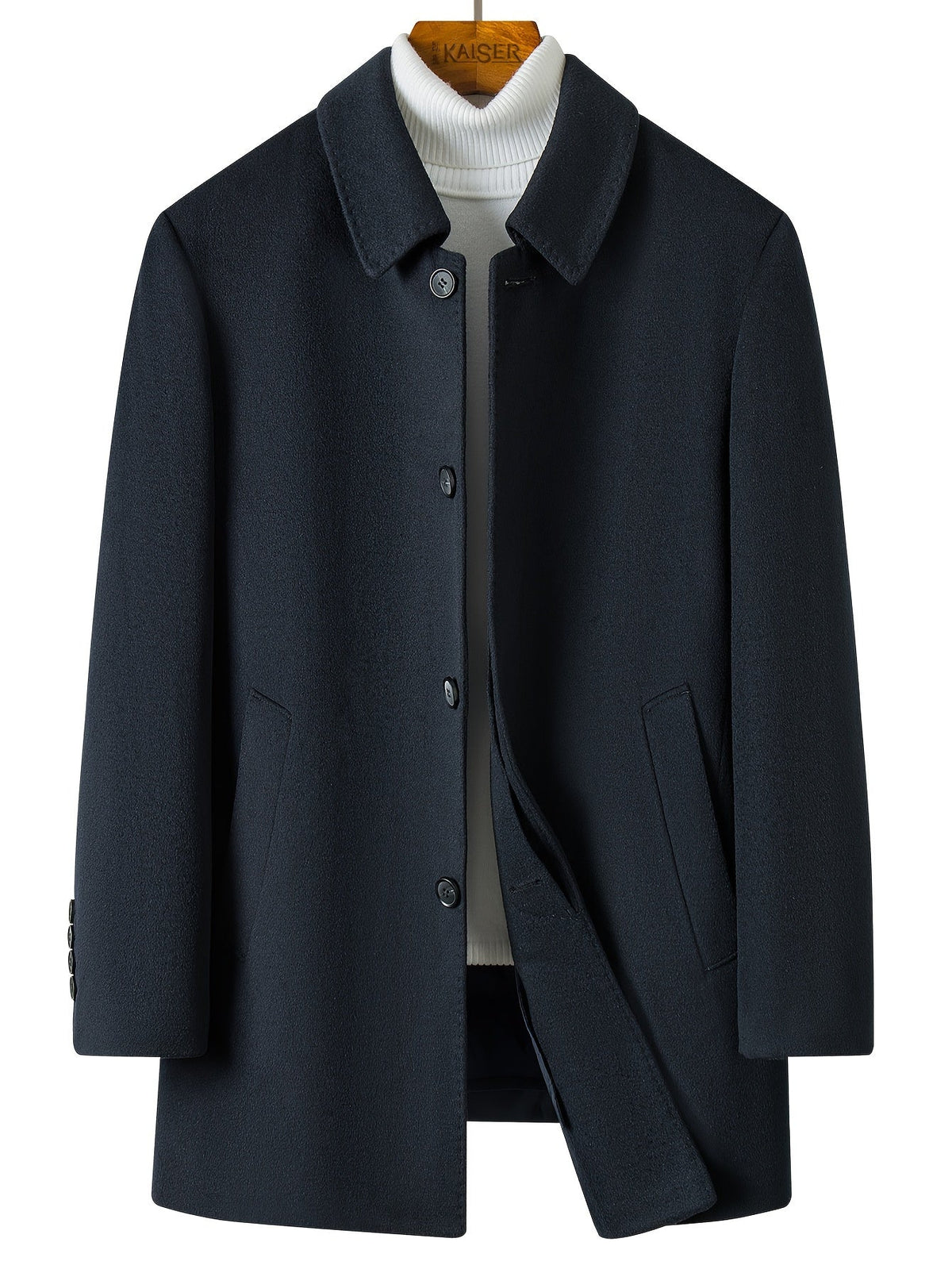 Cappotto Corto Uomo Blu Navy con Tasche Oblique