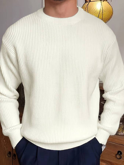 Maglione Girocollo Uomo a Coste Maniche Lunghe