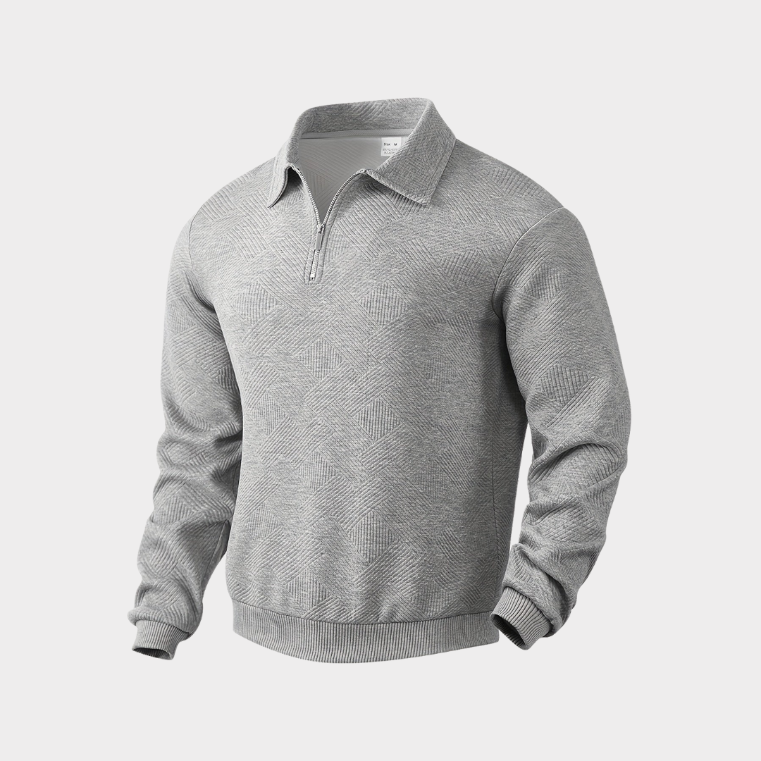 Maglione Uomo Mezza Zip con Colletto Polo