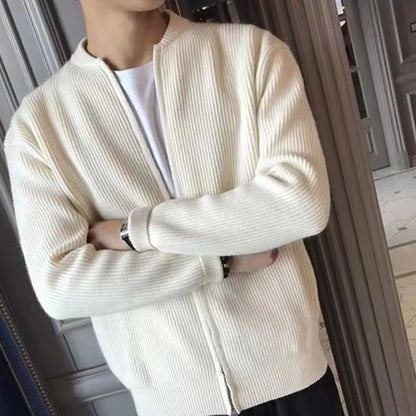Cardigan Uomo con Zip a Coste Vestibilità Comoda