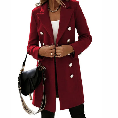Cappotto Lungo Donna Doppiopetto Sciancrato Elegante