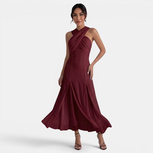 Abito Lungo Slim Fit Elegante da Donna in Chiffon per Cerimonia