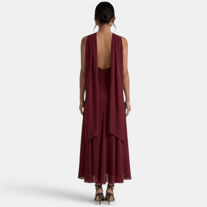 Abito Lungo Slim Fit Elegante da Donna in Chiffon per Cerimonia