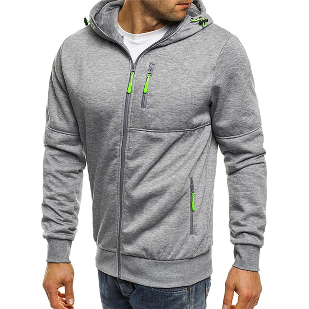 Felpa Pile Uomo con Cappuccio Zip a Contrasto