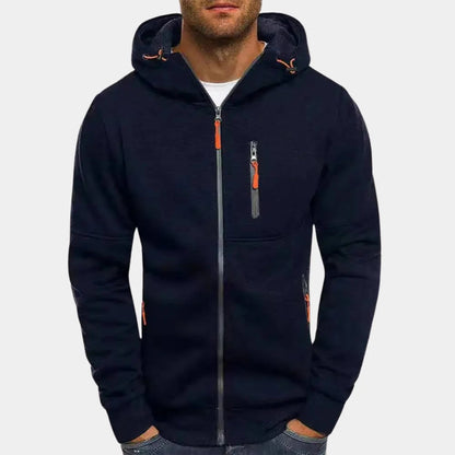 Felpa Pile Uomo con Cappuccio Zip a Contrasto