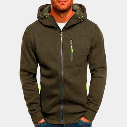 Felpa Pile Uomo con Cappuccio Zip a Contrasto