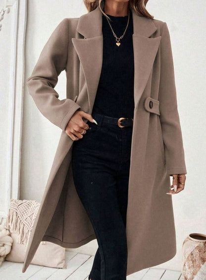 Cappotto Lungo Donna con Cintura e Collo Ampio