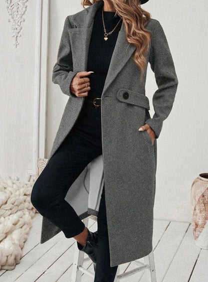 Cappotto Lungo Donna con Cintura e Collo Ampio
