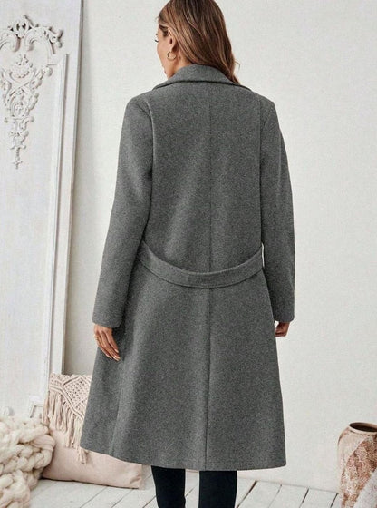 Cappotto Lungo Donna con Cintura e Collo Ampio